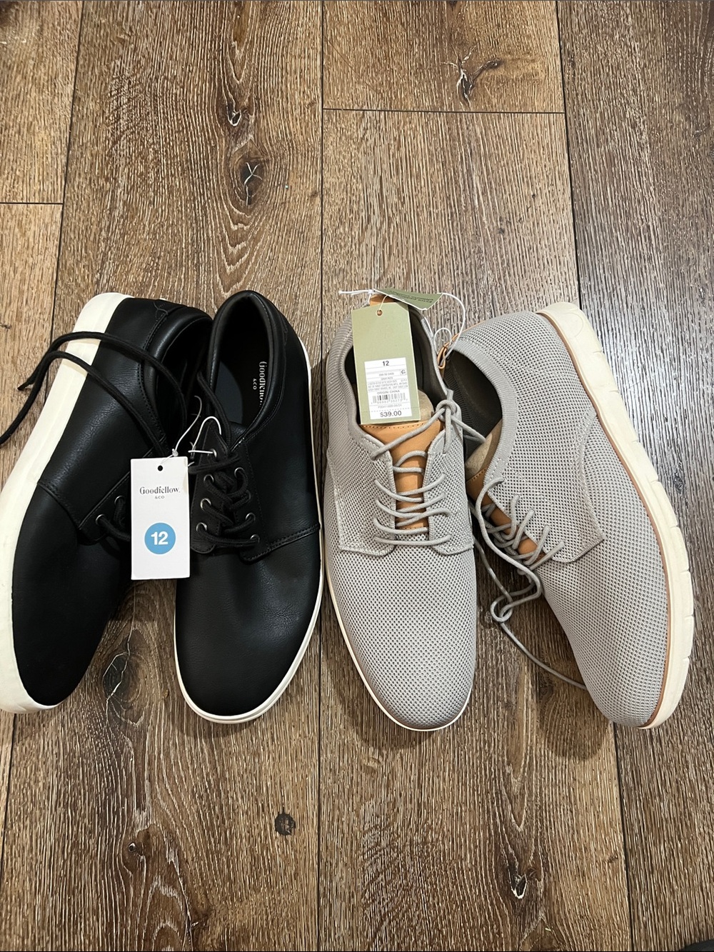 Goodfellow & Co Men’s Casual Lace-Up Shoes Black and Light Gray both size 12 new